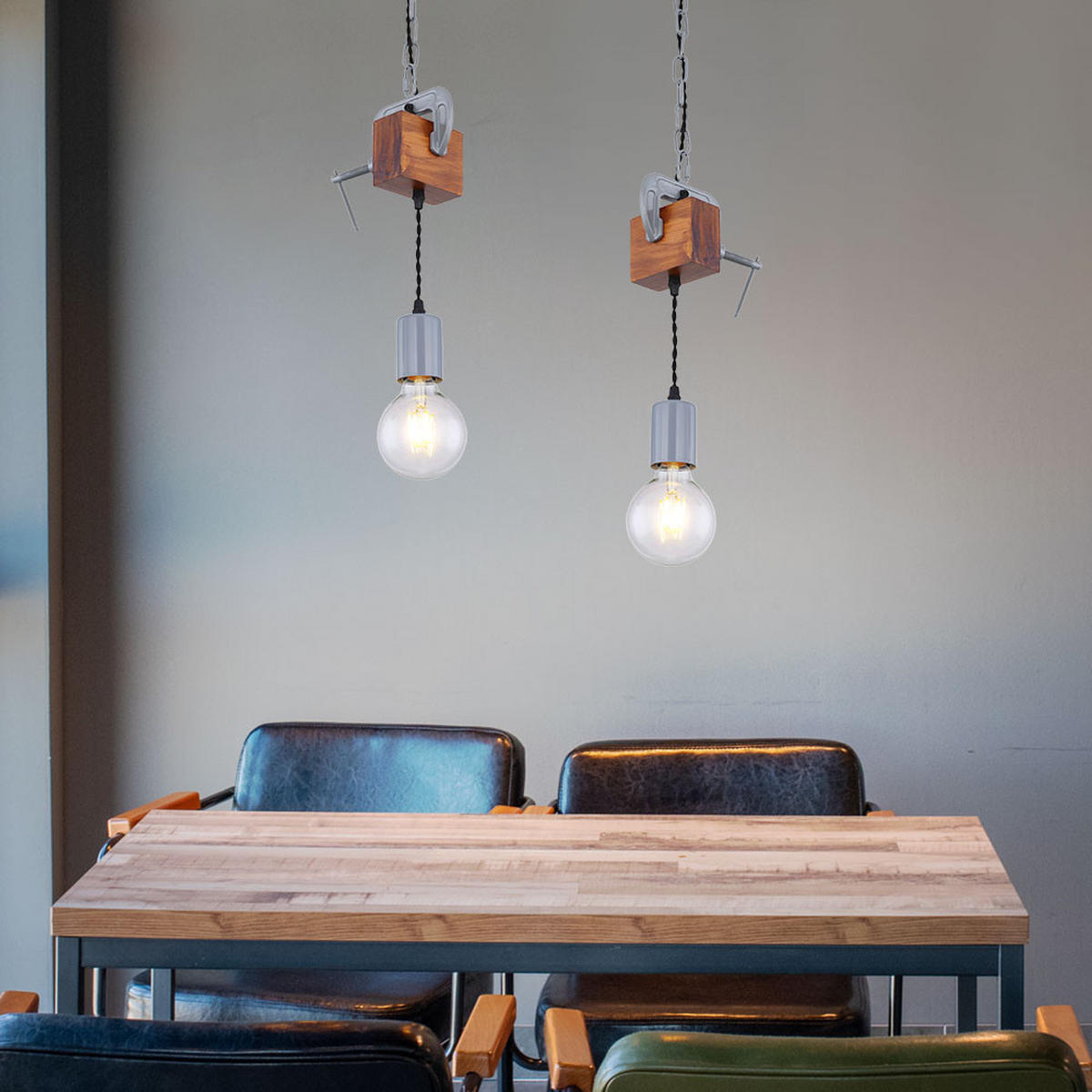 HÄNGELEUCHTE LUDI Holzoptik Braun - Braun, Holz (14/10/120cm) - Globo Lighting