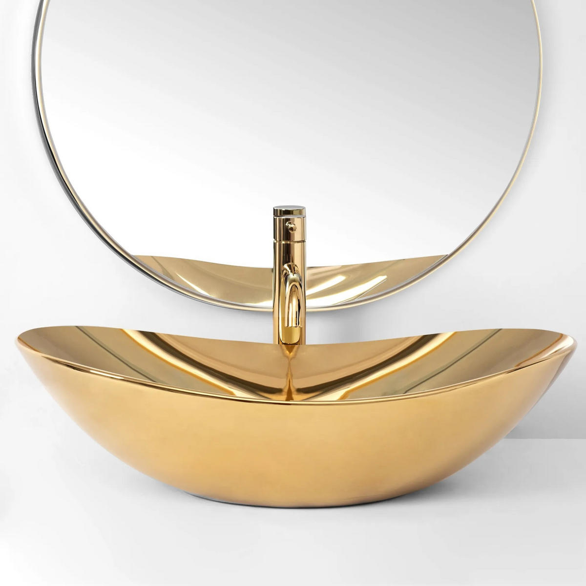 AUFSATZWASCHBECKEN Rea Royal Gold - Goldfarben, Keramik (36/16/62cm) - REA