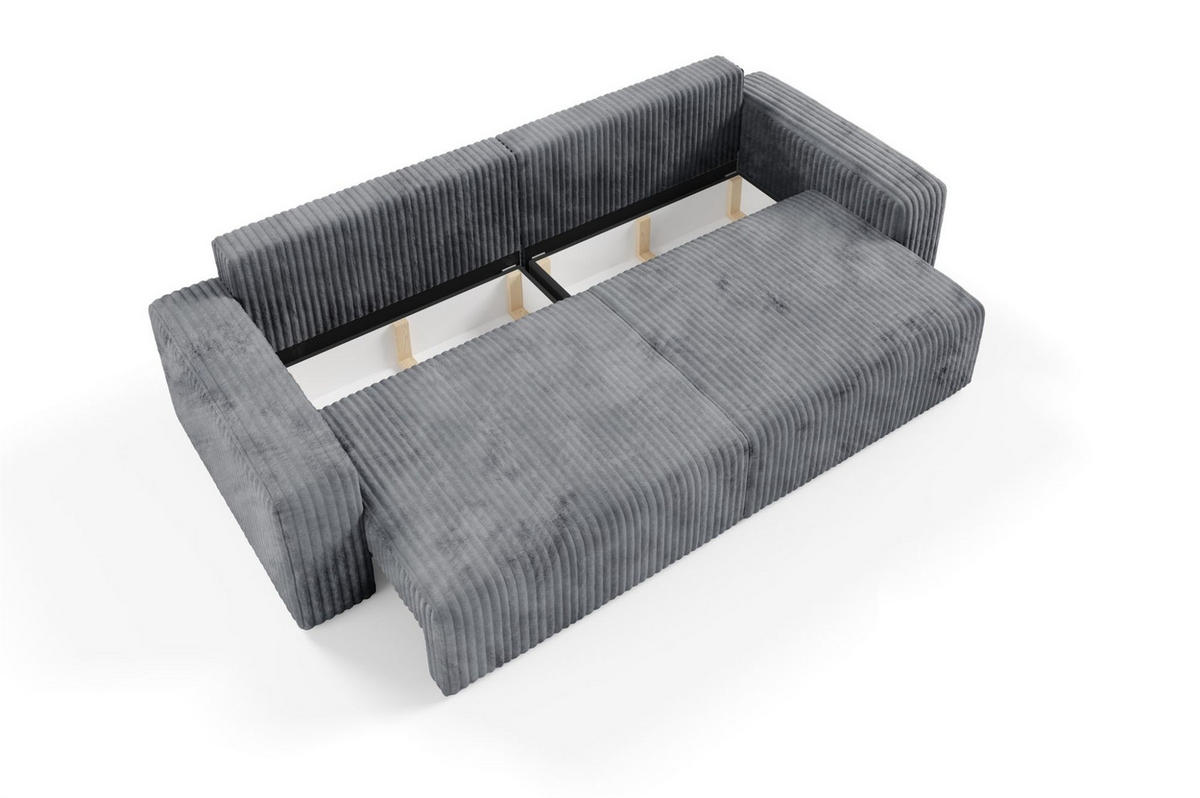 SCHLAFSOFA Natalia - Grau, Holzwerkstoff/Textil (252/85/105cm) - Fun Möbel