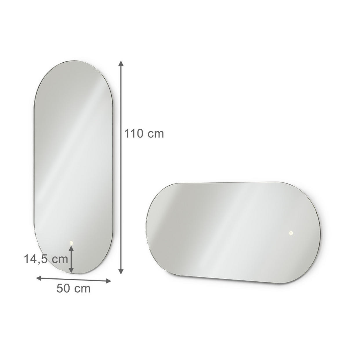 KOPALNIŠKO OGLEDALO Bela 110 x 50 cm z osvetlitvijo LED - bela, steklo (110/50/3cm) - Vicco