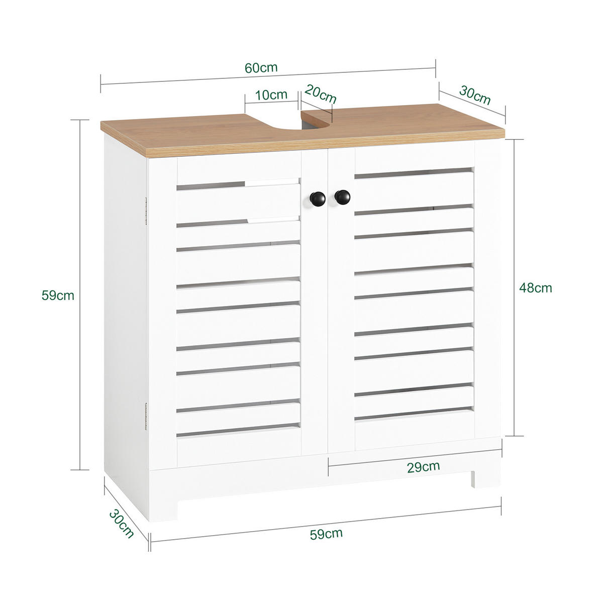 WASCHBECKENUNTERSCHRANK Weiß - Weiß, Holzwerkstoff (60/59/30cm) - SoBuy