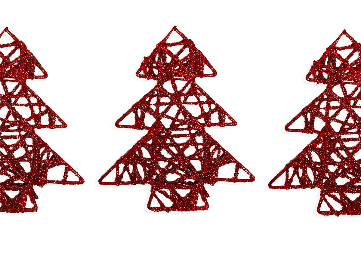 LAALU WEIHNACHTSBAUMSCHMUCK-SET roter Baum 10 cm - Rot, Textil/Metall (15/5/15cm) - LAALU