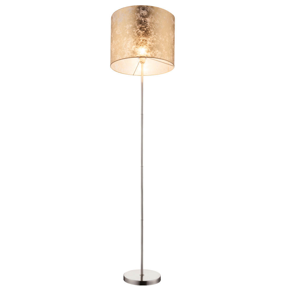 LED STEHLEUCHTE Metall Gold gemusterter Textilschirm - Goldfarben, Metall (40/40/160cm)