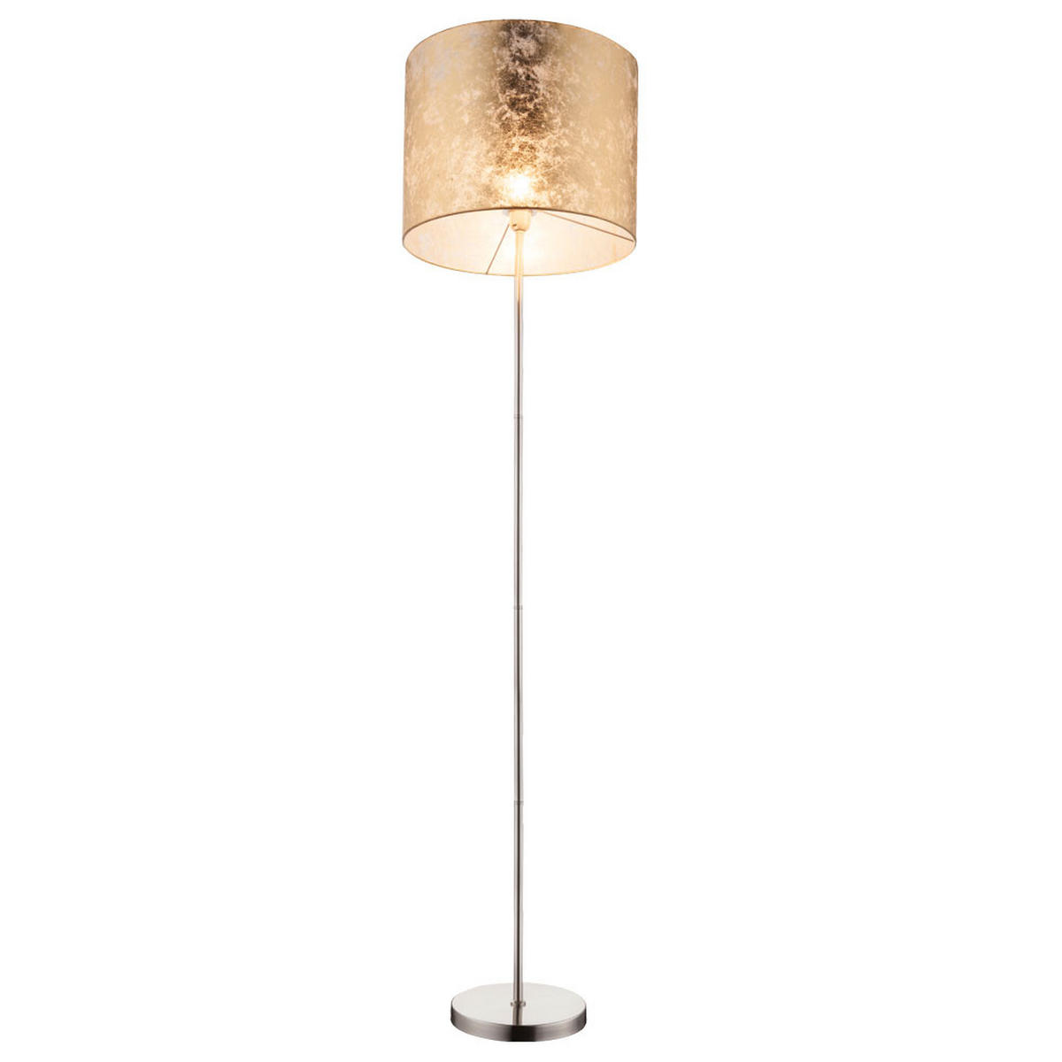LED STEHLEUCHTE Metall Gold gemusterter Textilschirm - Goldfarben, Metall (40/40/160cm)