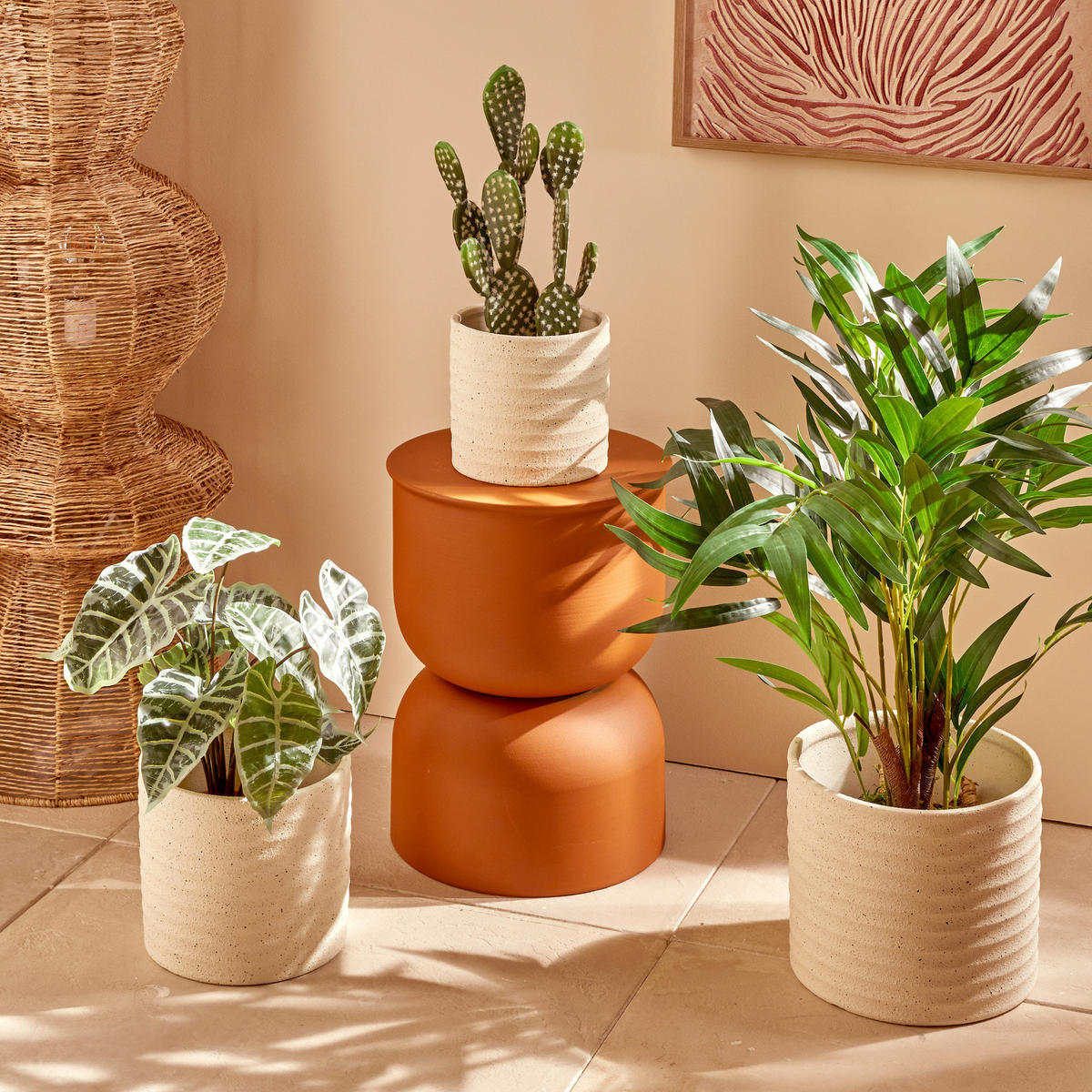 KAFFEETISCH Metall Totem Palomba Ochra 31/31/41,8 cm - Orange, Metall (31/31/41.8cm) - Atmosphera Createur d´interieur