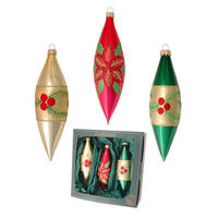 CHRISTBAUMSCHMUCK Weihnachtsstern Oliven Mehrfarbig 14cm (Glas / 3 Stk.) - Multicolor, Glas (4/14/4cm) - Krebs Glas Lauscha