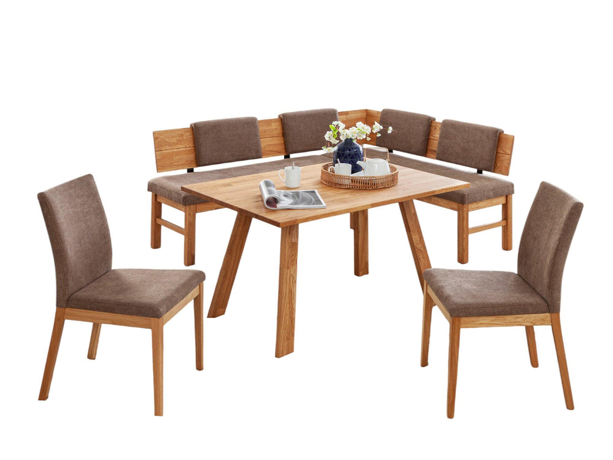 ECKBANKGRUPPE Danila Massivholz Wildeiche Polster Braun - Wildeiche/Braun, Holz (194/1/155cm) - 58aufmkessel