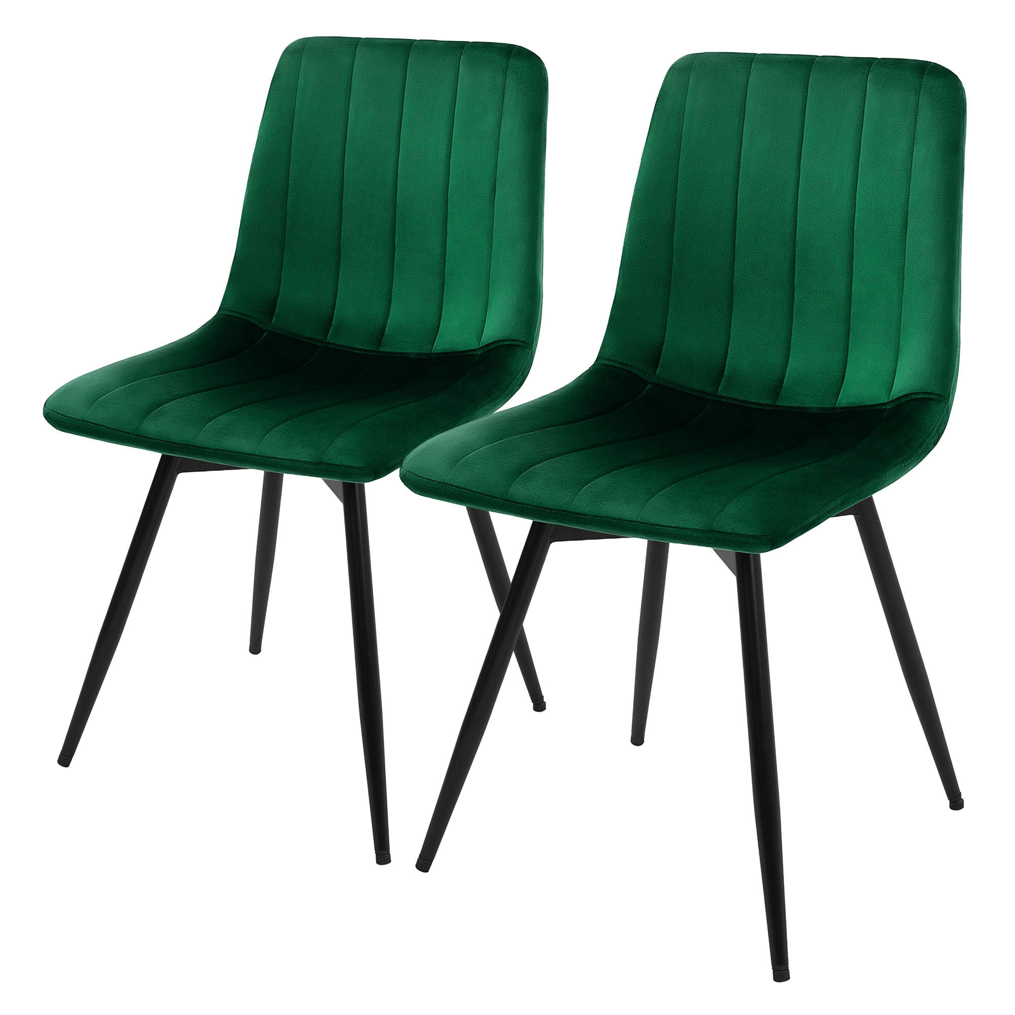 ESSZIMMERSTÜHLE 2er Set drehbar Küchenstühle gepolstert aus Samt Dunkelgrün - Dunkelgrün/Schwarz, Textil/Metall (43/81/52cm) - ML-DESIGN