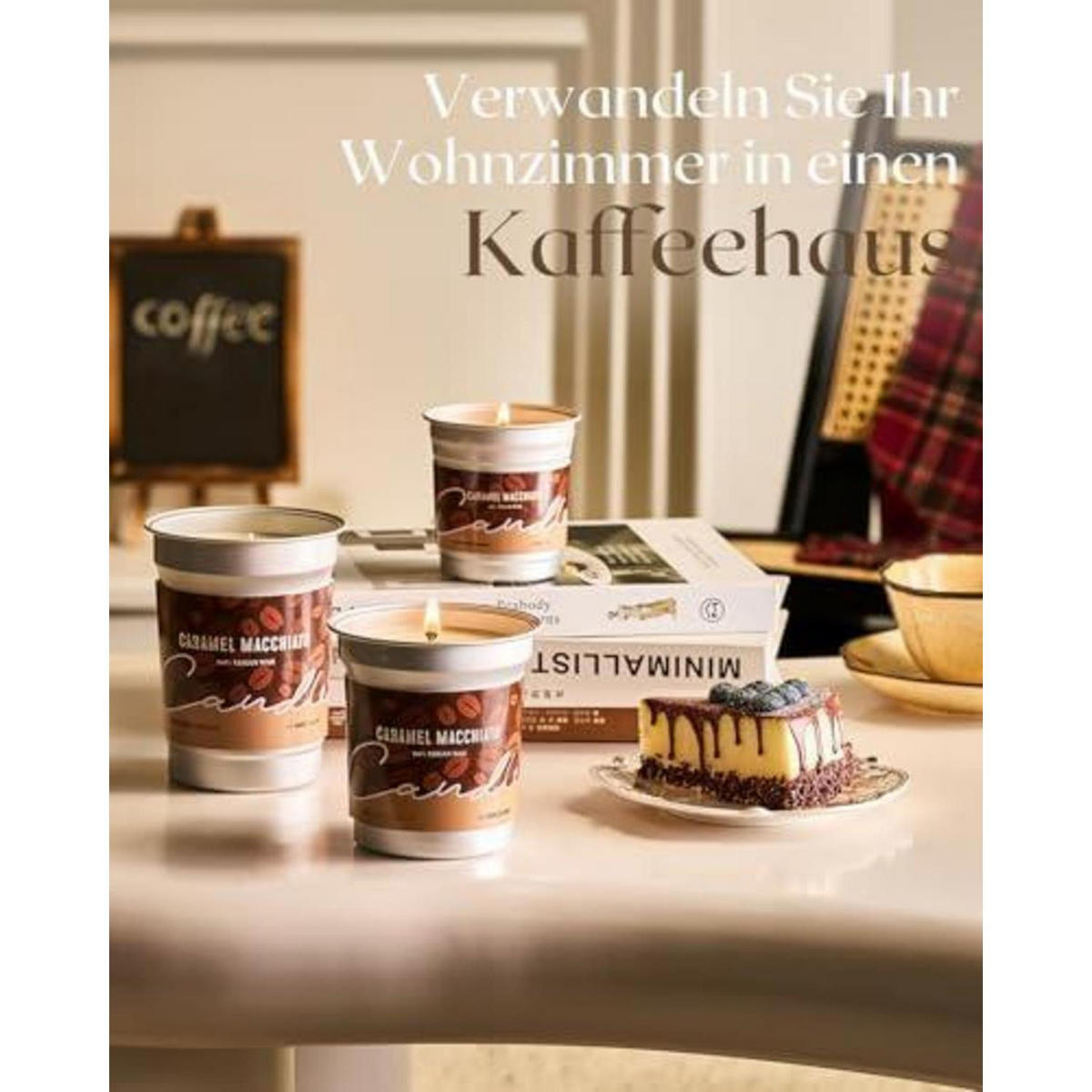 DUFTKERZE Caramel Macchiato 460g Sojawachs vegan Brenndauer bis 99 Std. - Braun, Glas (7cm)