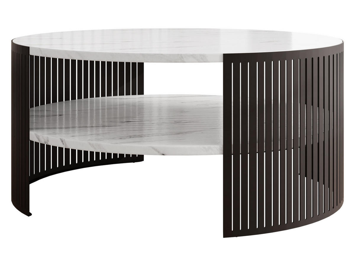 COUCHTISCH Fikoli - Weiß Hochglanz/Schwarz, Holzwerkstoff/Metall (75/75/40cm) - MIRJAN24
