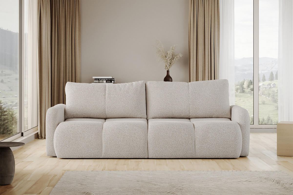 SOFA Potto mit ausziehbarer Ottomane Creme - Creme, Kunststoff/Textil (232/90/110cm) - Selsey