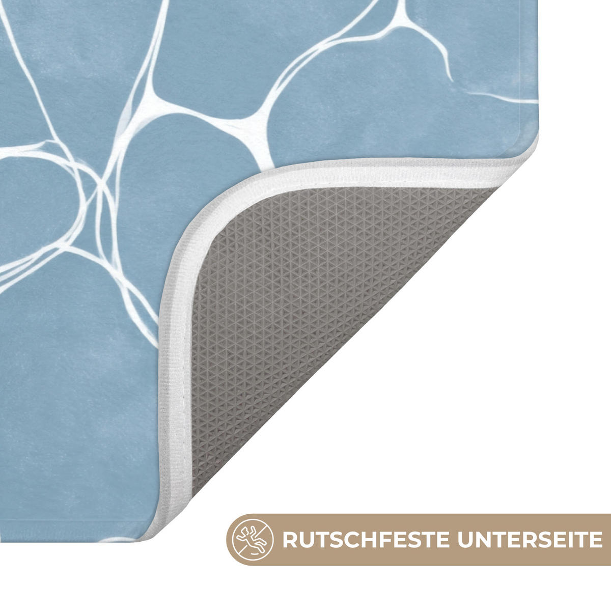 BADEMATTE Organisch - Muster - Blau 80x50 cm - Hellblau, Kunststoff/Textil (80/50cm)
