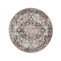 VINTAGE-TEPPICH George waschbar ø 120 cm rund - Rot/Multicolor, Kunststoff (120/120cm) - benuta