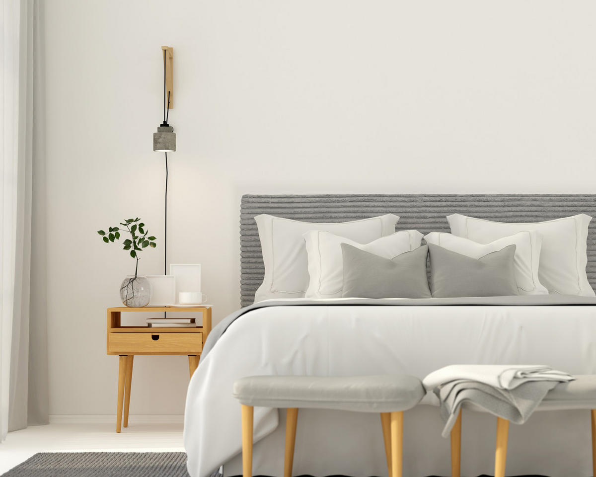 KOPFTEIL Gepolstertes aus geripptem Stoff Grau 165/52/3 cm COIMBRA - Graubraun, Textil (165/52/3cm) - RNT By Really Nice Things