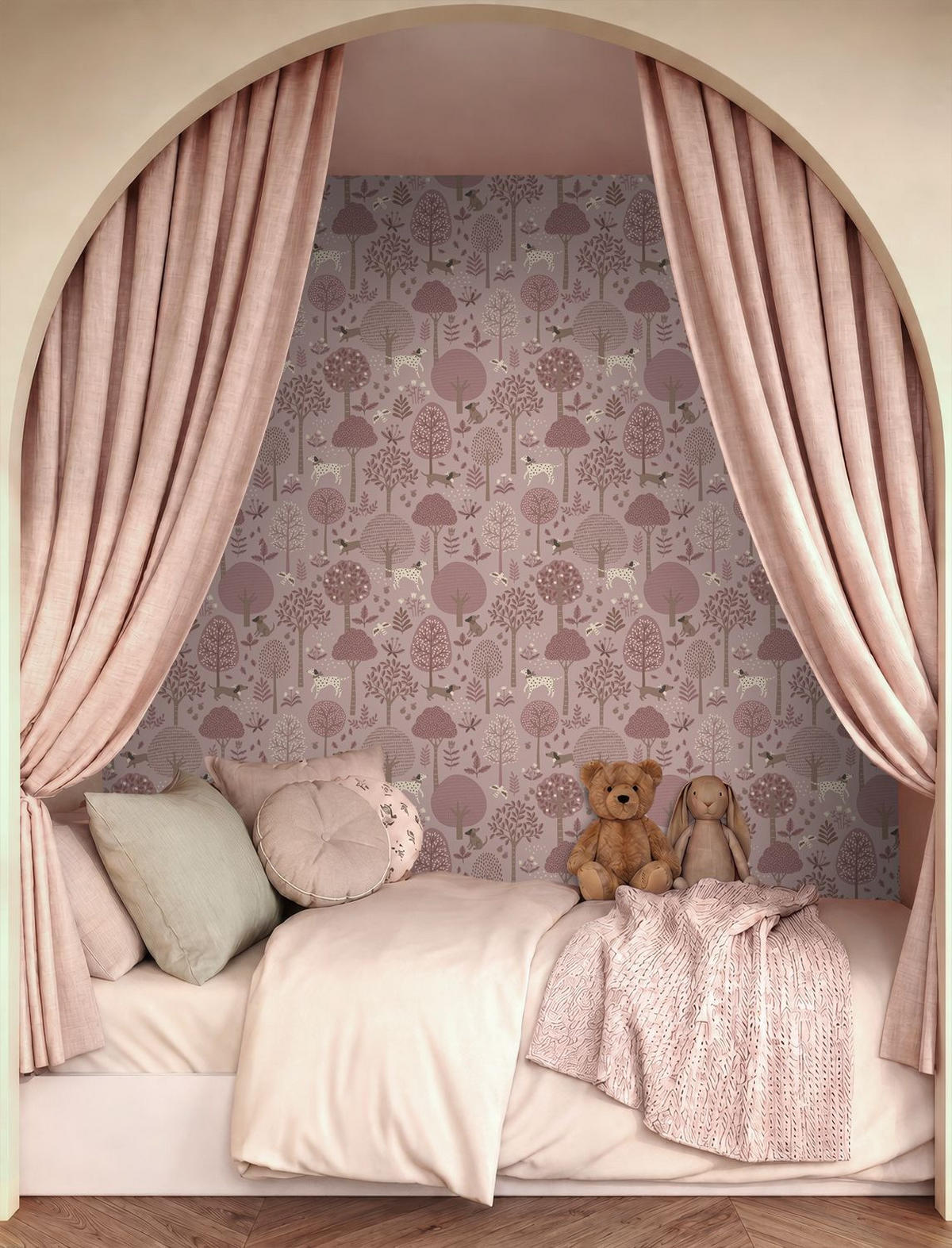 TAPETE Hunde 50 x 900 cm - Pink, Papier (50/0.1cm) - ESTAhome