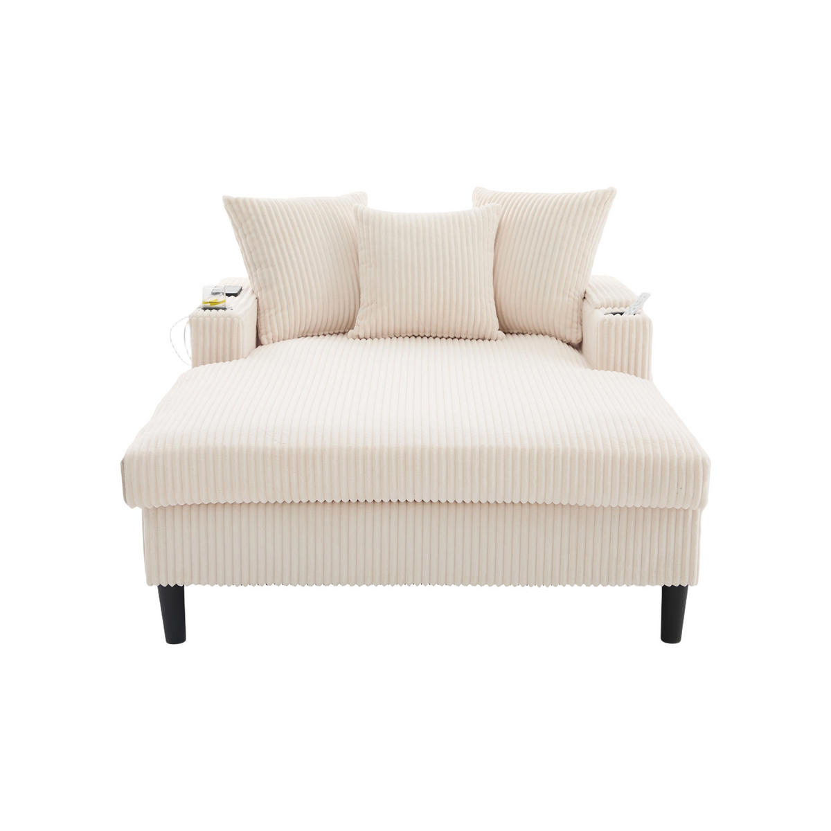 SCHLAFSOFA DE-33807 LED-Beleuchtung und USB Beige - Beige, Metall (129/70/170cm) - ComfortXL