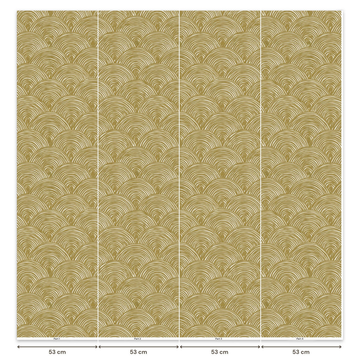TAPETE - Fächer - Geometrisch - Grün - 200x200 cm - Goldfarben, Papier (200/200cm) - OnlyWow