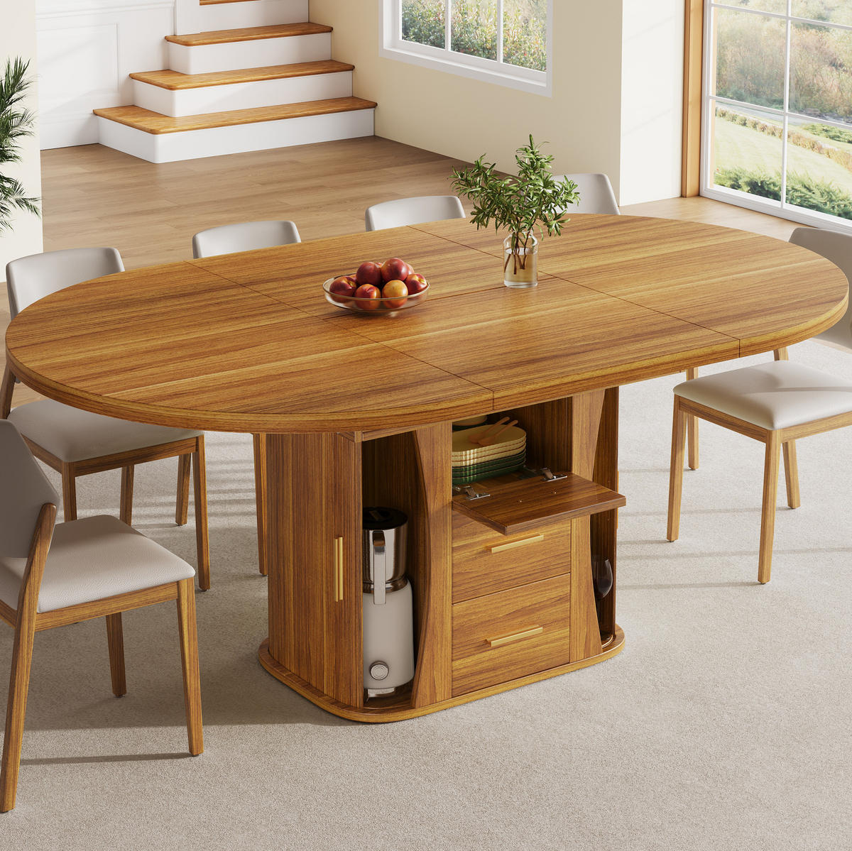 ESSTISCH 118-158/118/77 cm Walnuss aus MDF ausziehbar - Braun, Holzwerkstoff (118/118/77cm) - OKMYHOME