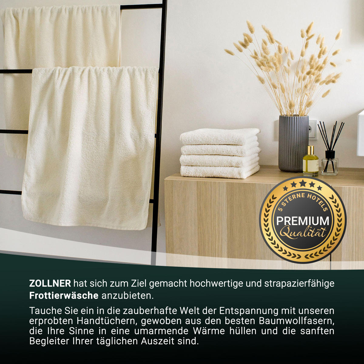 BADETUCH, 2er-Set, 100x150 cm, 100% Baumwolle - Beige, Textil (100/150cm) - Zollner
