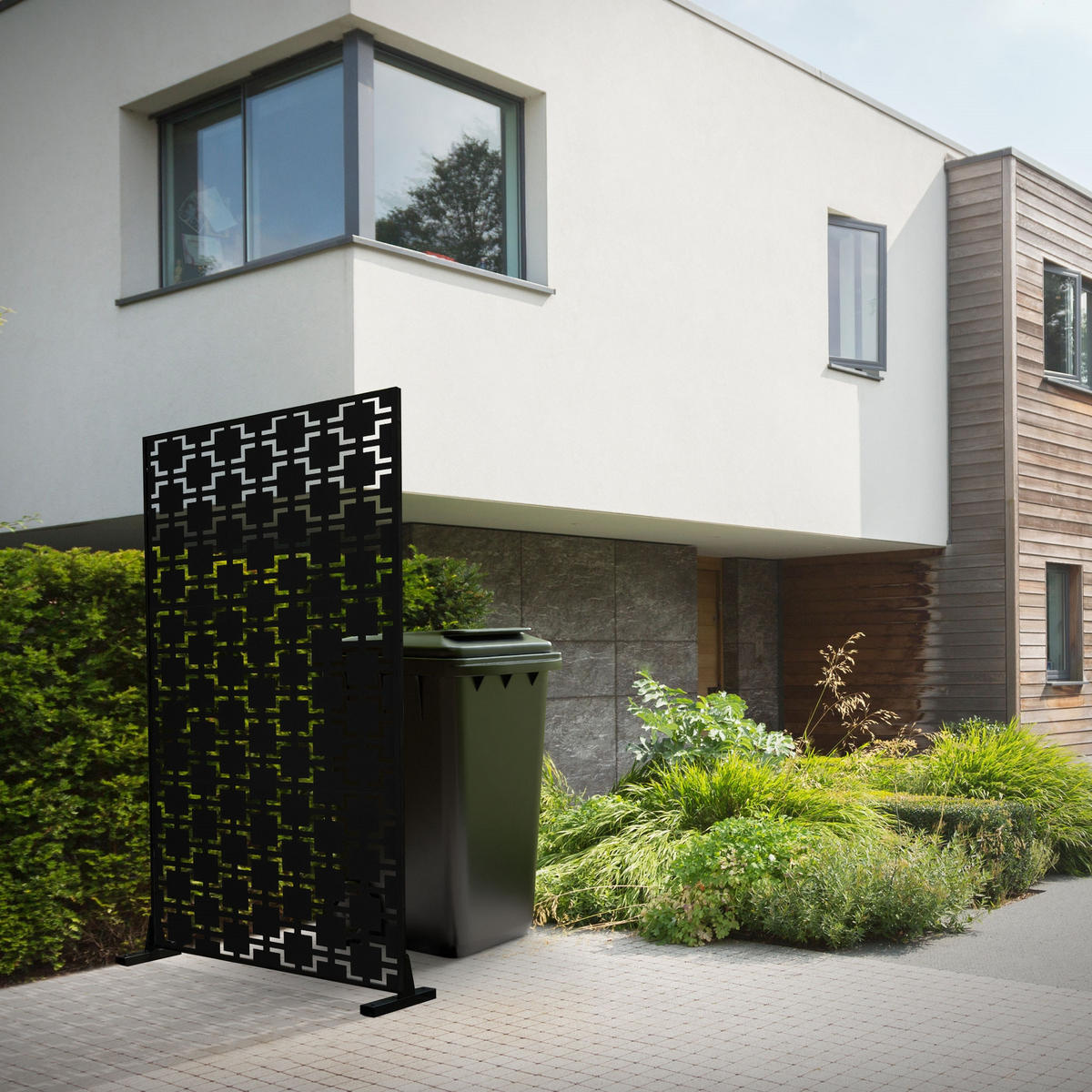 METALL-SICHTSCHUTZ Milano 90x180 cm Schwarz aus Stahl - Schwarz, Metall (90/183cm) - ML-DESIGN