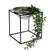 BLUMENHOCKER Metall Schwarz/Silber 25/25/35 cm - Schwarz, Metall (25/35/25cm) - DanDiBo