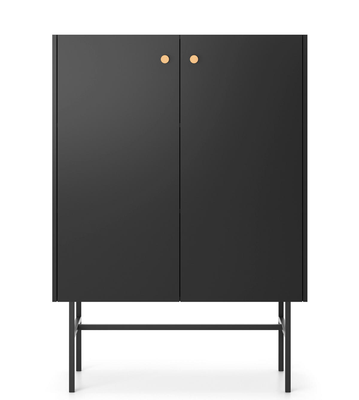 HIGHBOARD Dinley 2T Schwarz 93,2/131,7/39 cm – mit schwarzen Beinen im minimalistischen Design - Schwarz, Holzwerkstoff/Metall (93.2/131.7/39cm) - AX Living