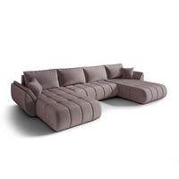WOHNLANDSCHAFT SYDNEY PREMIUM U-Form dunkelrosa Velours Monolith 62 - Schlaffunktion, Bettkasten - Pink, Textil (385/85/175cm) - Cornero