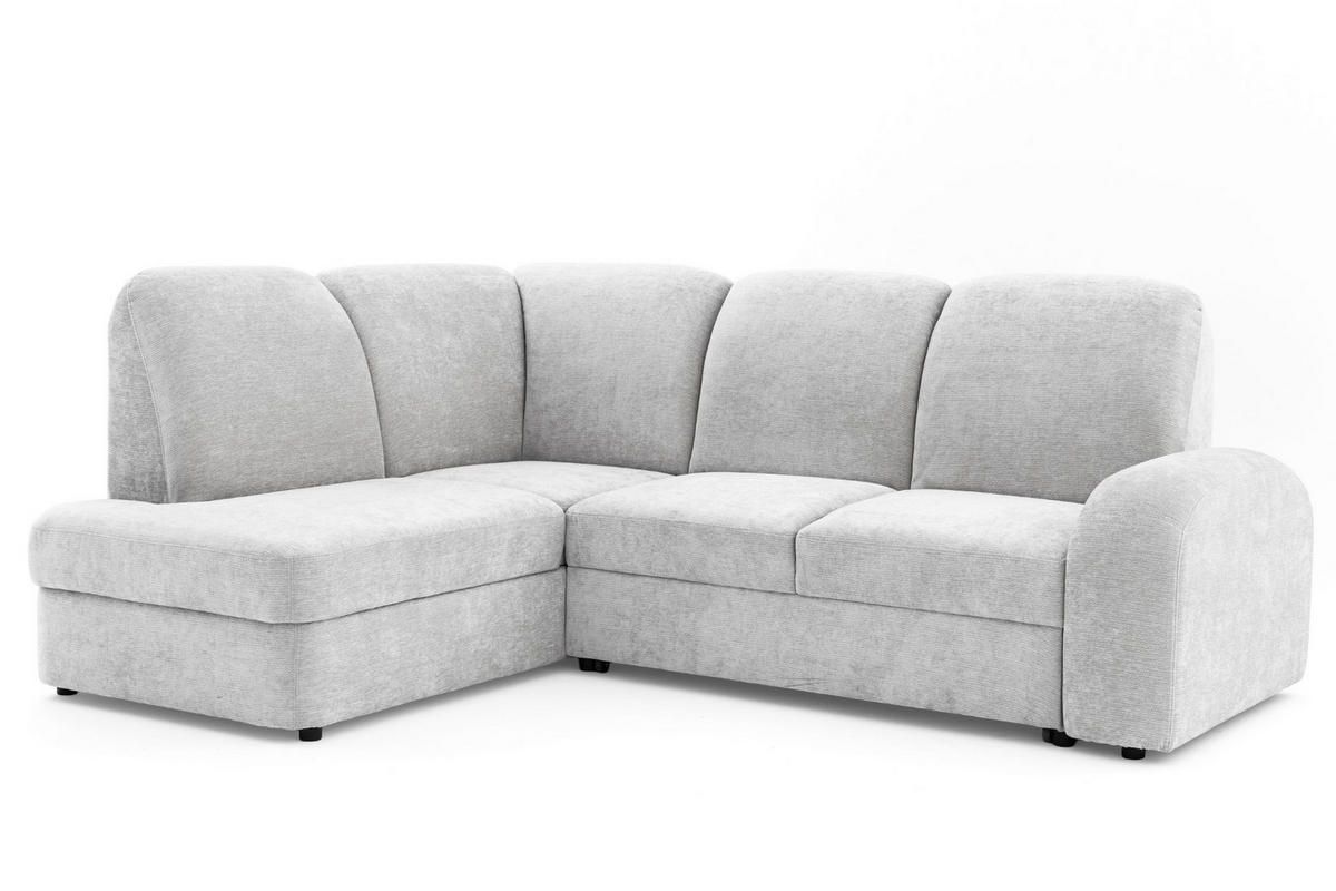 ECKSOFA VIBE L Links mit Schlaffunktion 129x205 Chenille Hellgrau - Hellgrau/Schwarz, Holz/Kunststoff (186/250cm) - Muffo