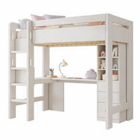 HOCHBETT 90/200 cm in Weiß mit Schreibtisch, 3 Schubladen, Regal und USB/Type-C - Weiß, Holz/Holzwerkstoff (90/200cm) - CHICFURN