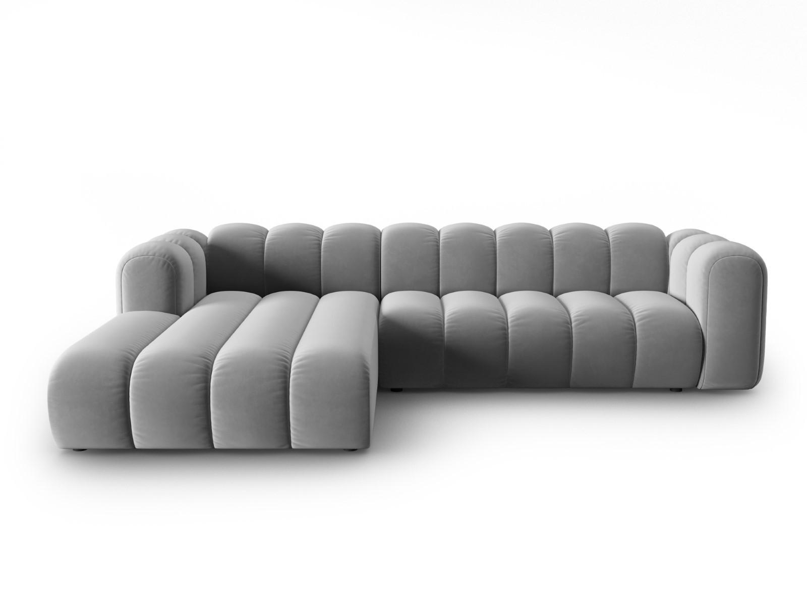 ECKSOFA modular links Lupine aus Samt grau 4 Sitzplätze - Grau, Textil (177/290cm) - Micadoni
