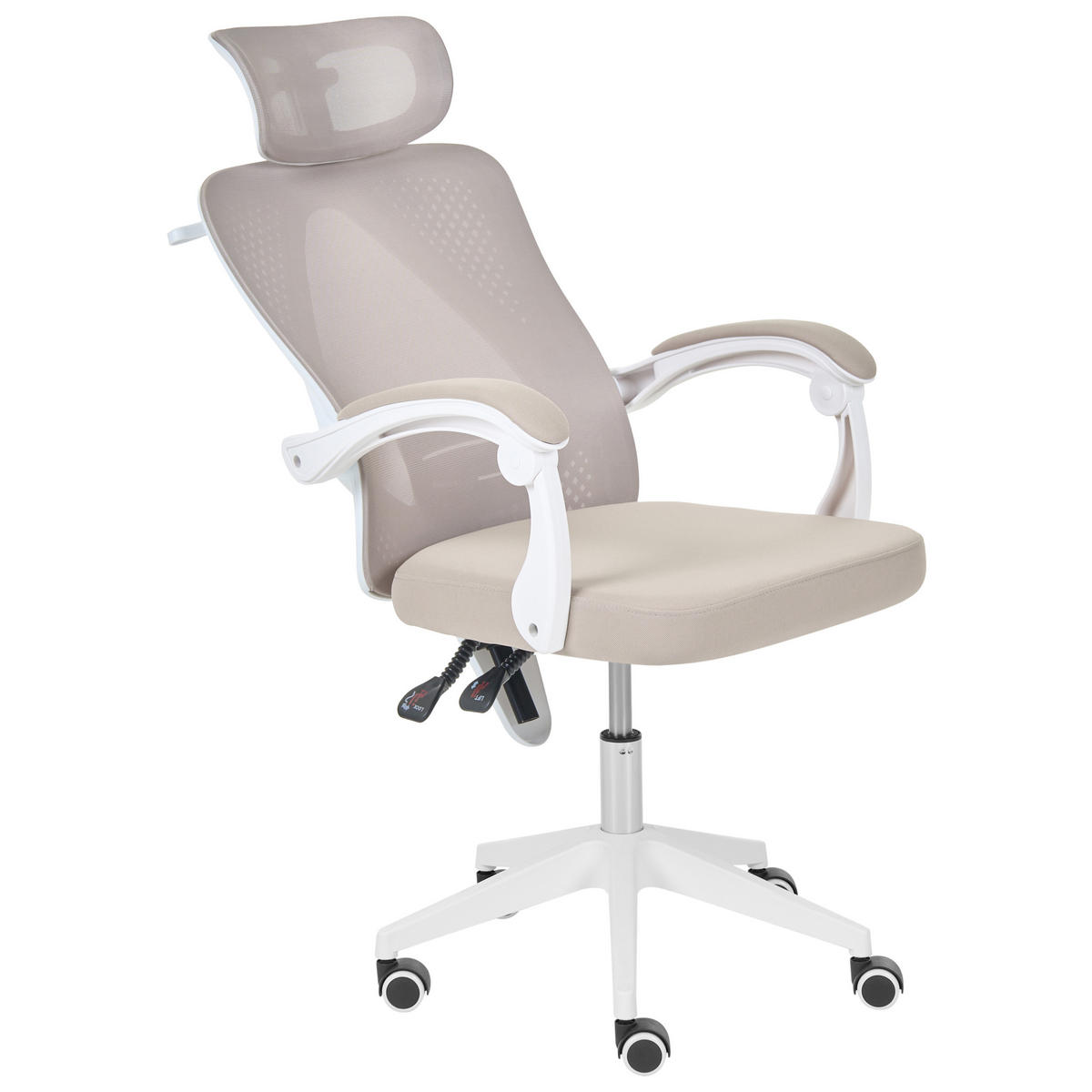 BÜROSTUHL Beige Seranev - Beige/Weiß, Textil (60/115/60cm) - Beliani