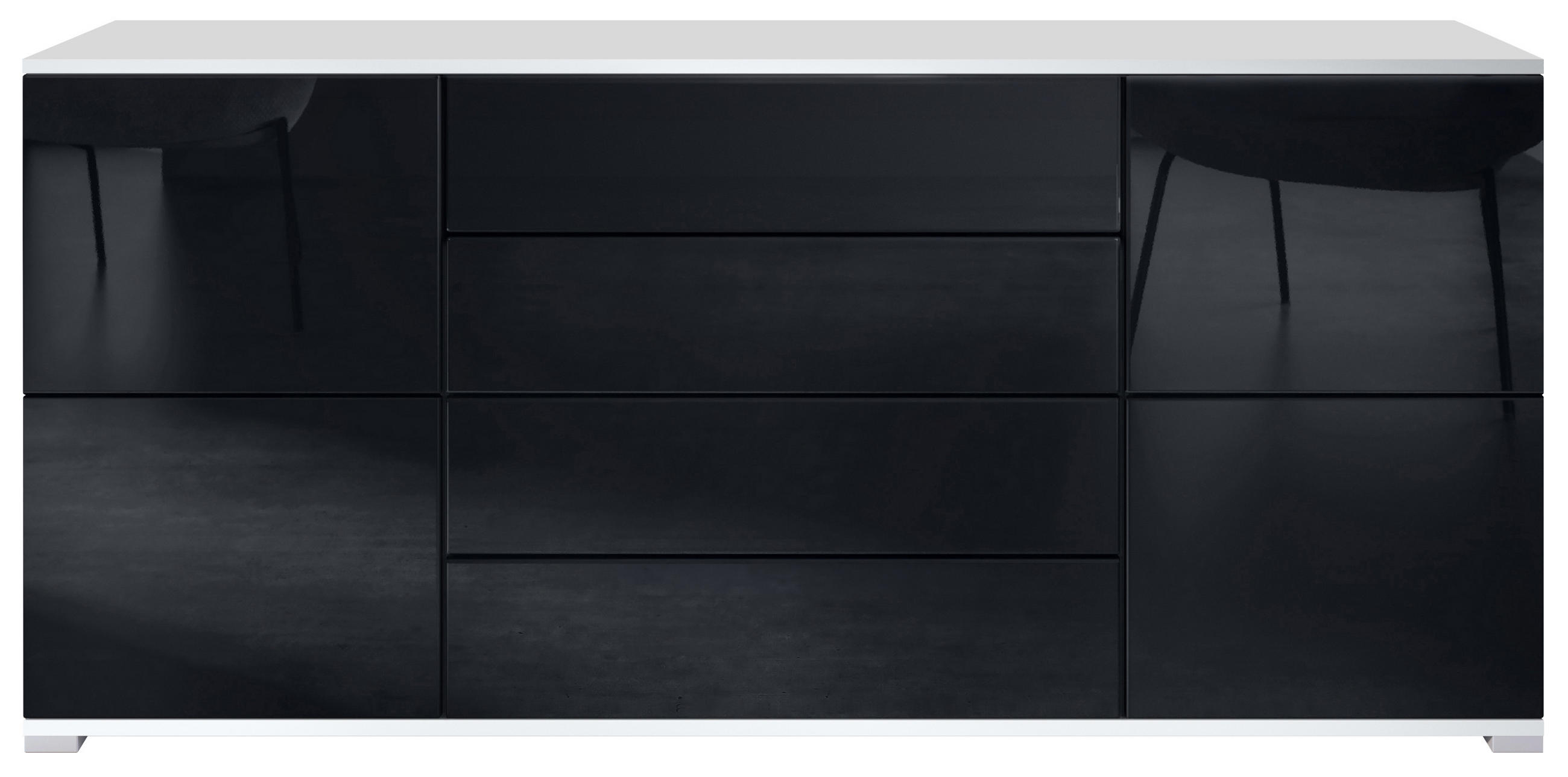 Vladon Sideboard Schwarz Hochglanz 166.5x75.5x35 cm