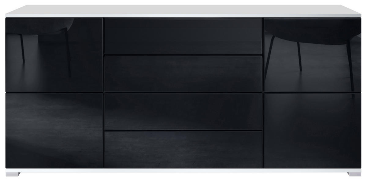 SIDEBOARD Rova Schwarz Hochglanz - Schwarz Hochglanz, Holzwerkstoff (166.5/75.5/35cm) - Vladon