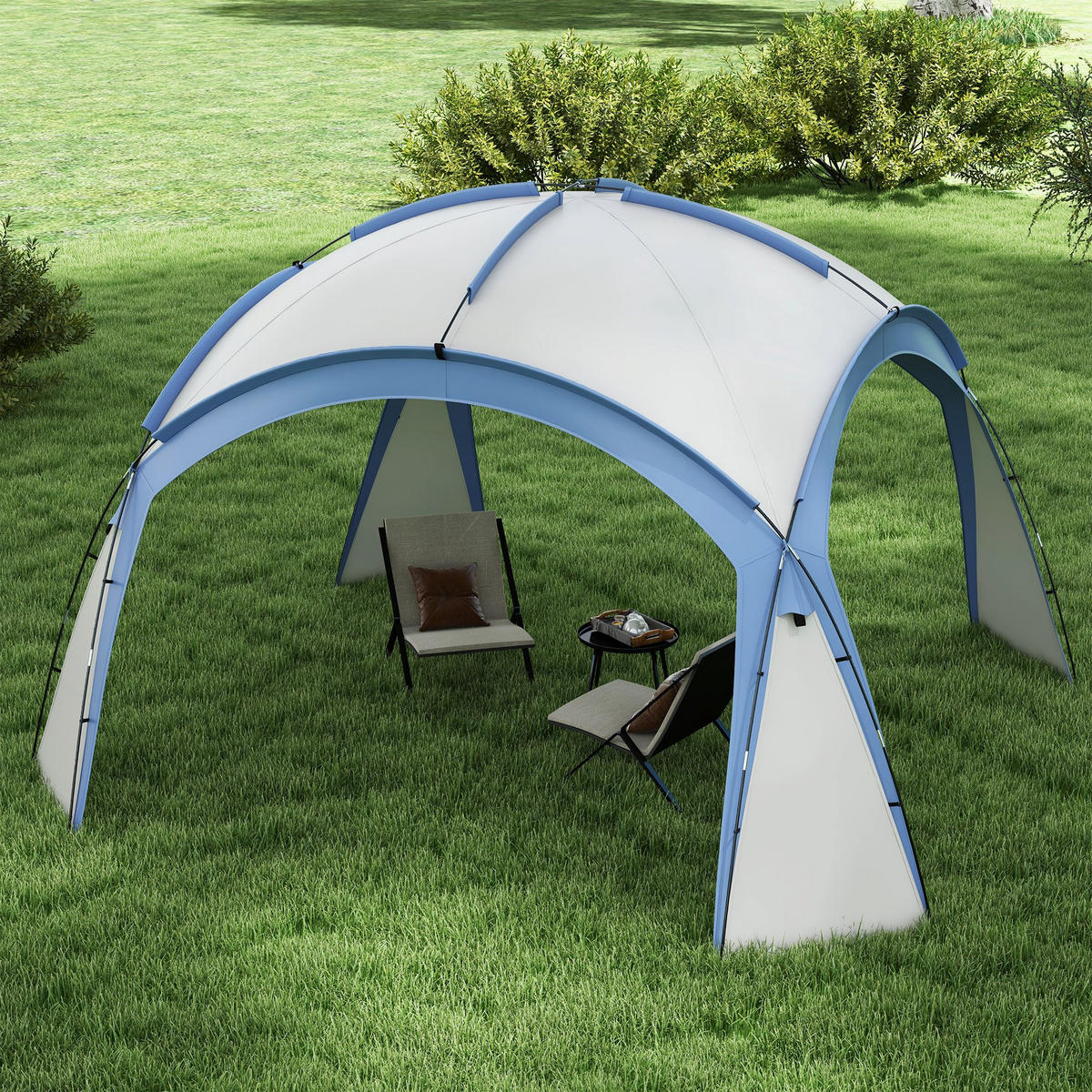 PAVILLON mit Haken Tür Gartenpavillon, Event Shelter, Hellblau, 3,5 x 3,5m - Hellblau, Kunststoff (350/222/350cm) - Outsunny