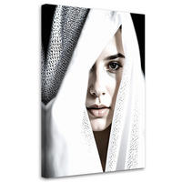 LEINWANDBILD, Porträt einer Frau die teilweise unter weißem Stoff verborgen ist - Weiß, Textil (40/60cm) - Feeby