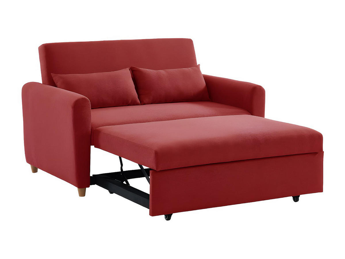SCHLAFSOFA - 2 Personen - stoff - rot Ayla - Rot, Textil (140/86/87cm) - Vente-Unique