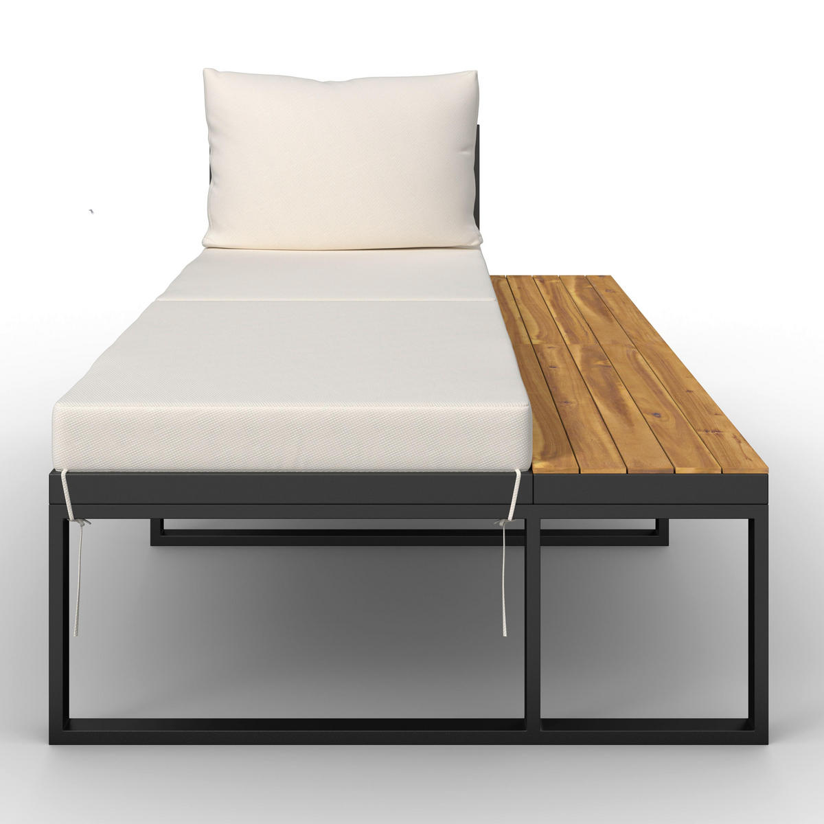 LOUNGEGARNITUR Adriano Creme Akazie/Metall/Outdoorstoff - Creme, Holz