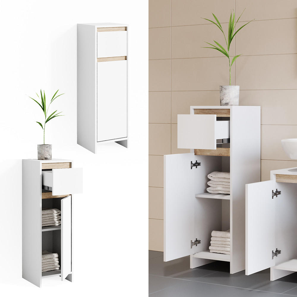 MIDISCHRANK Emma Weiß/Sonoma 30 x 95 cm - Weiß/Sonoma Eiche, Holzwerkstoff (30/95/30cm) - Vicco
