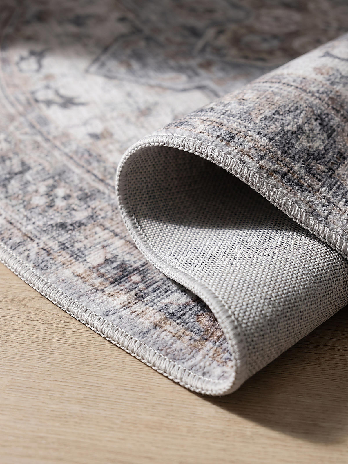 TEPPICH Kurzflor, waschbar, mit Medaillon, VERNANTE in Beige-Grau, Ø 120 cm - Beige, Textil (120/120cm) - KADIMA DESIGN