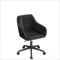 DREHSTUHL Ergonomisch Schwarz, Metall & Samt, höhenverstellbar, drehbar & rollbar, 61 x 40,5 x 40 cm - Schwarz, Metall (61/40/40.5cm) - Albatros