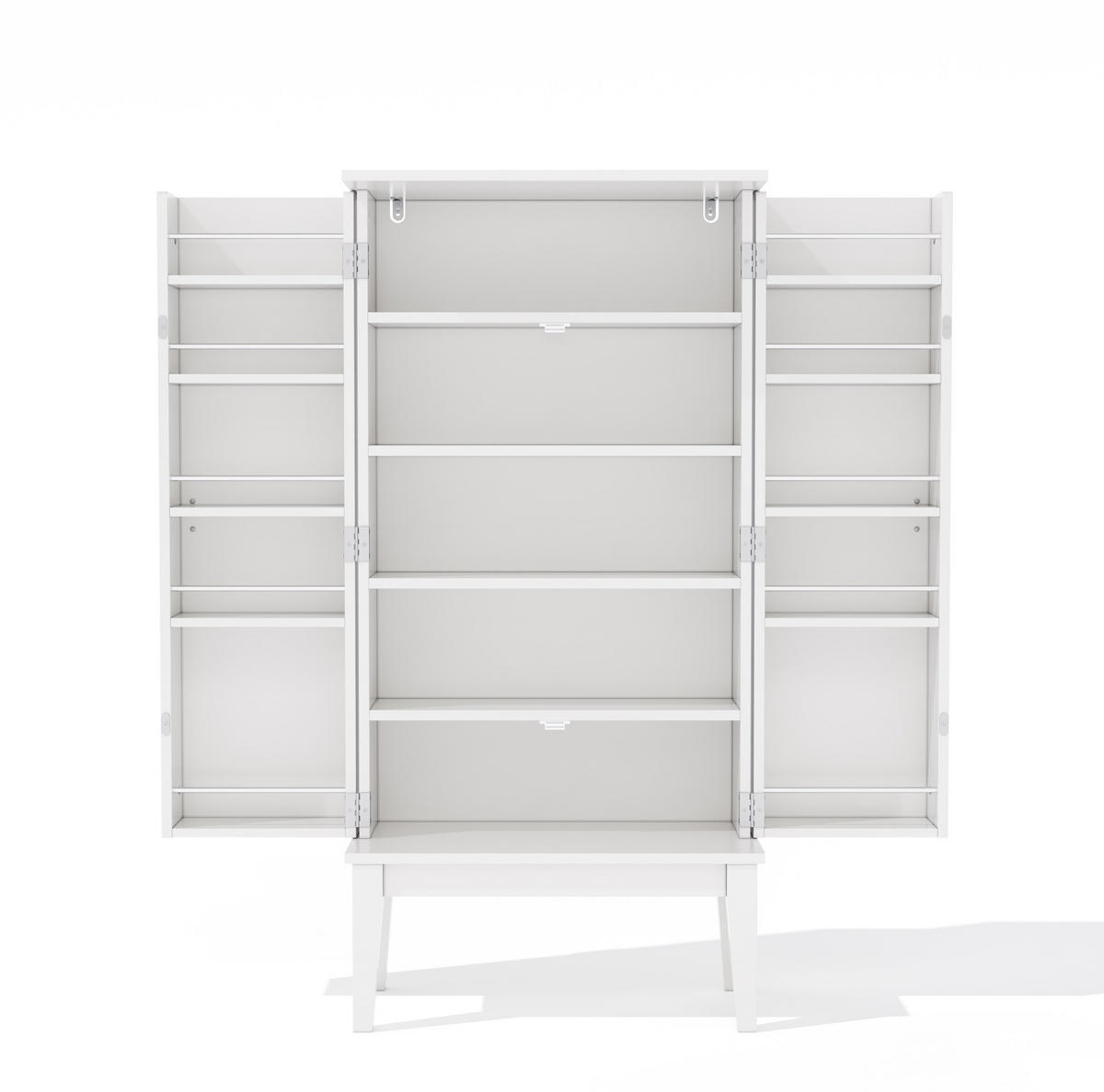BUFFET aus MDF 120x59x30 cm Weiß mit 2 Türen, 5 Fächern und Türablagen im Vintage-Stil - Weiß, Holzwerkstoff (59/120/30cm) - Modfu