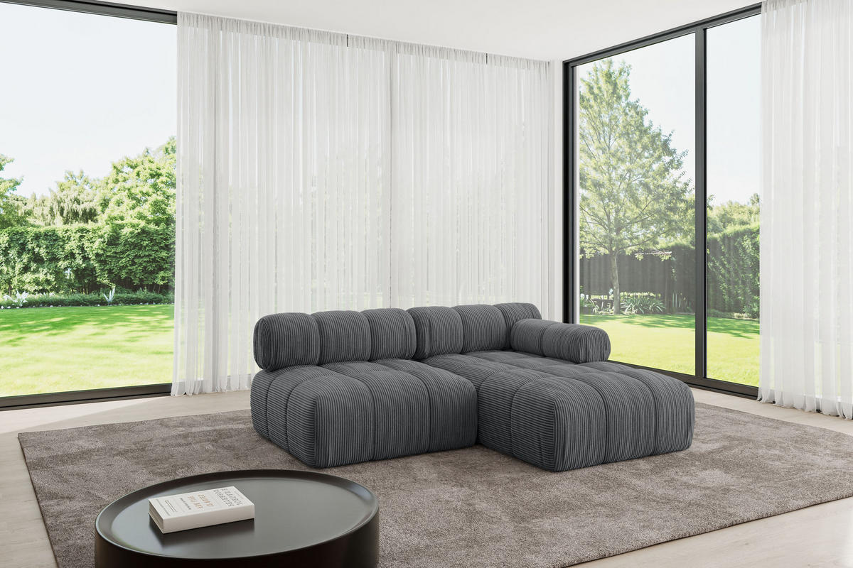 ECKSOFA modulares Sofa Razon-L1 - 190x160x70 cm Dunkelgrau Cord - Dunkelgrau, Holzwerkstoff/Textil (190/160cm) - ALTDECOR