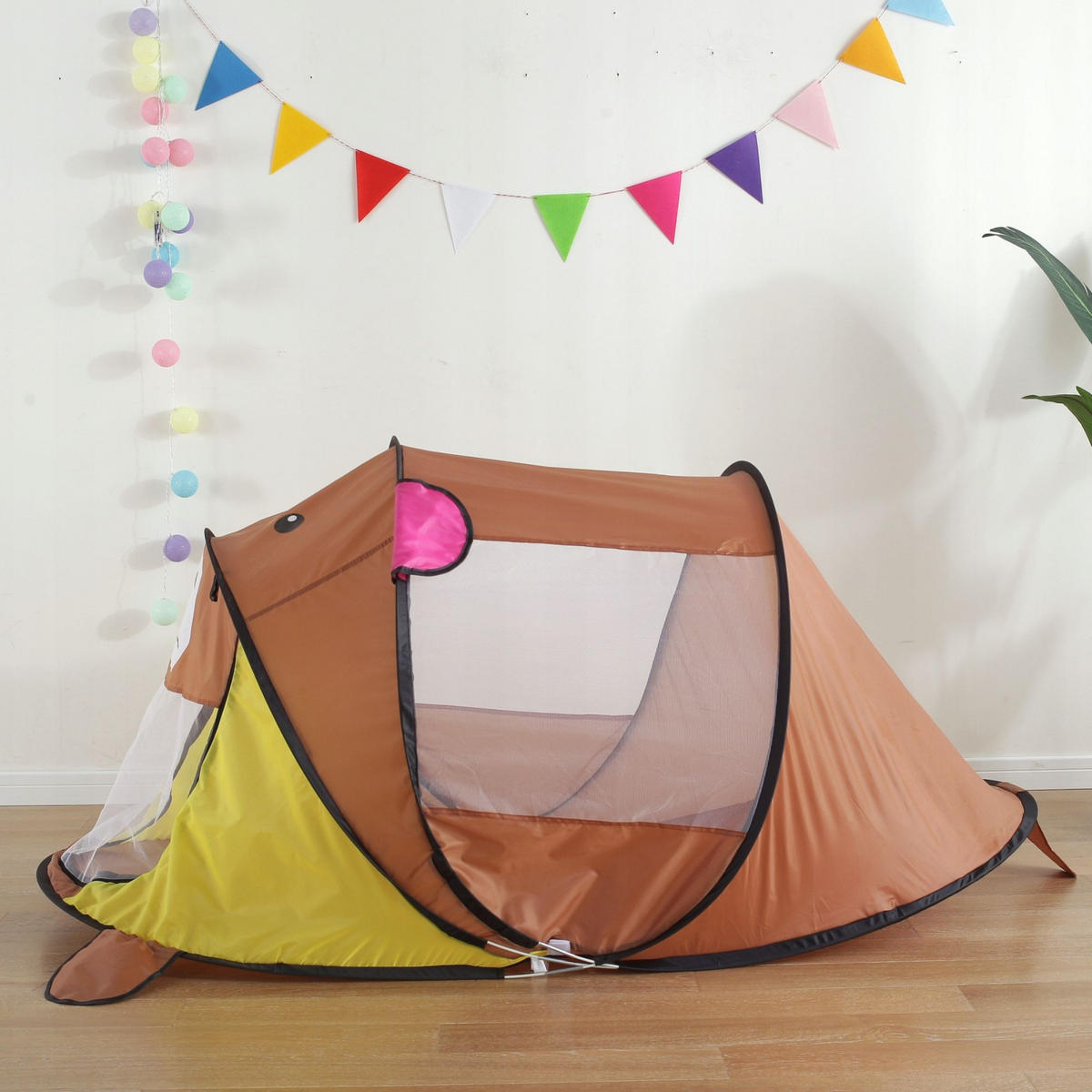 SPIELZELT Strandzelt Kinder Braun - Braun, Kunststoff (100/182cm) - KRUMAD