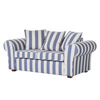2-SITZER SOFA - Webstoff - gestreift - Blau/Dunkelbraun, Buchenholz/Textil (187/88/88cm) - home24