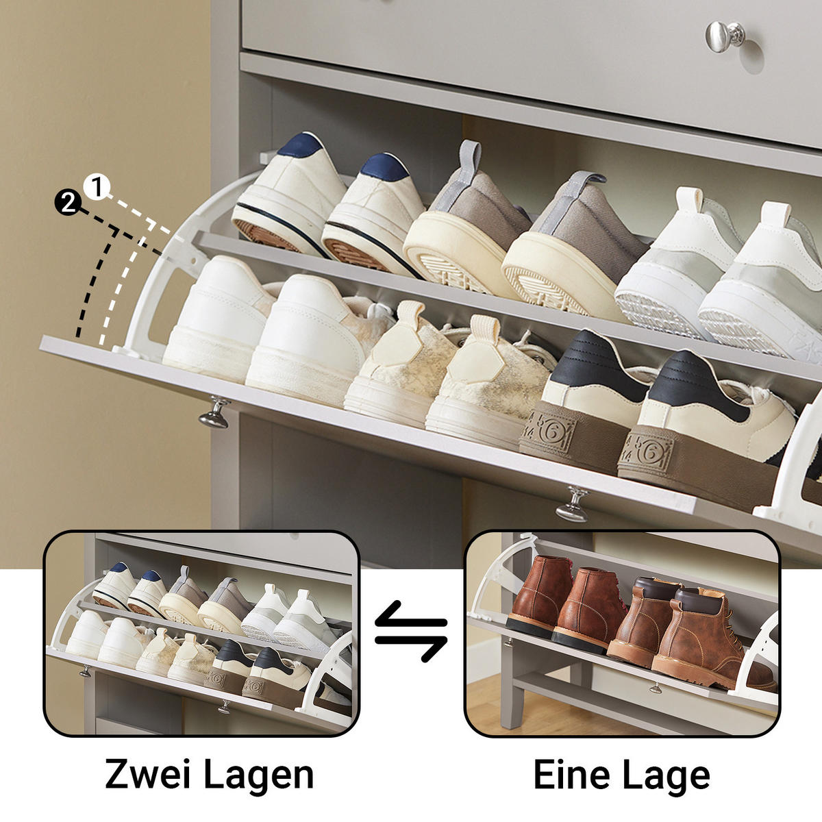 SCHUHSCHRANK Schmal, 80x25x108cm, Hellbraun - Hellbraun, Holzwerkstoff (80/108/25cm) - SoBuy