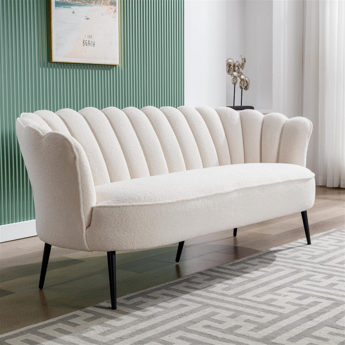 SOFA aus Teddy-Stoff 2-Sitzer, weiß - Weiß, Textil (145/80/78cm) - Giga Meubel