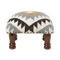 KELIM-HOCKER Agra mit Holzbeinen, Ethno-Muster, 40/40/25 cm - Multicolor, Textil (40/25/40cm) - Homescapes
