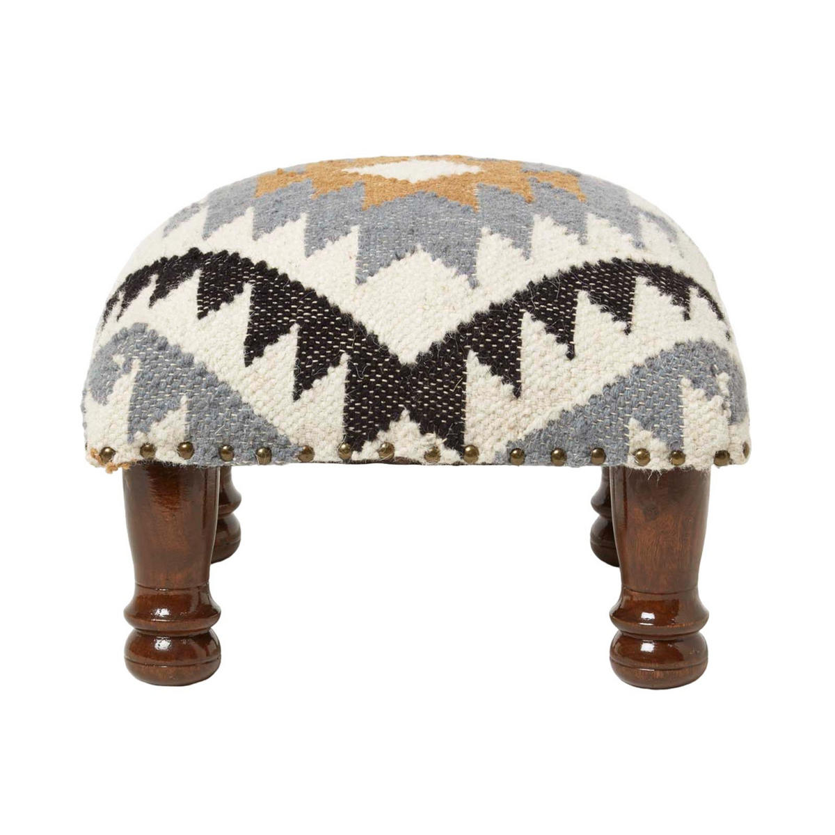 KELIM-HOCKER Agra mit Holzbeinen, Ethno-Muster, 40/40/25 cm - Multicolor, Textil (40/25/40cm) - Homescapes