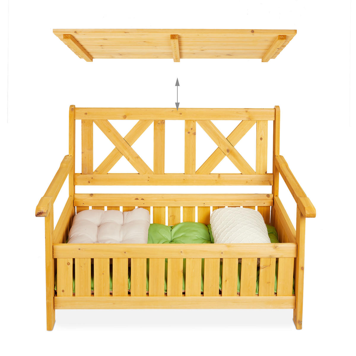 GARTENBANK - Hellbraun, Holz (115/85/60cm) - Relaxdays
