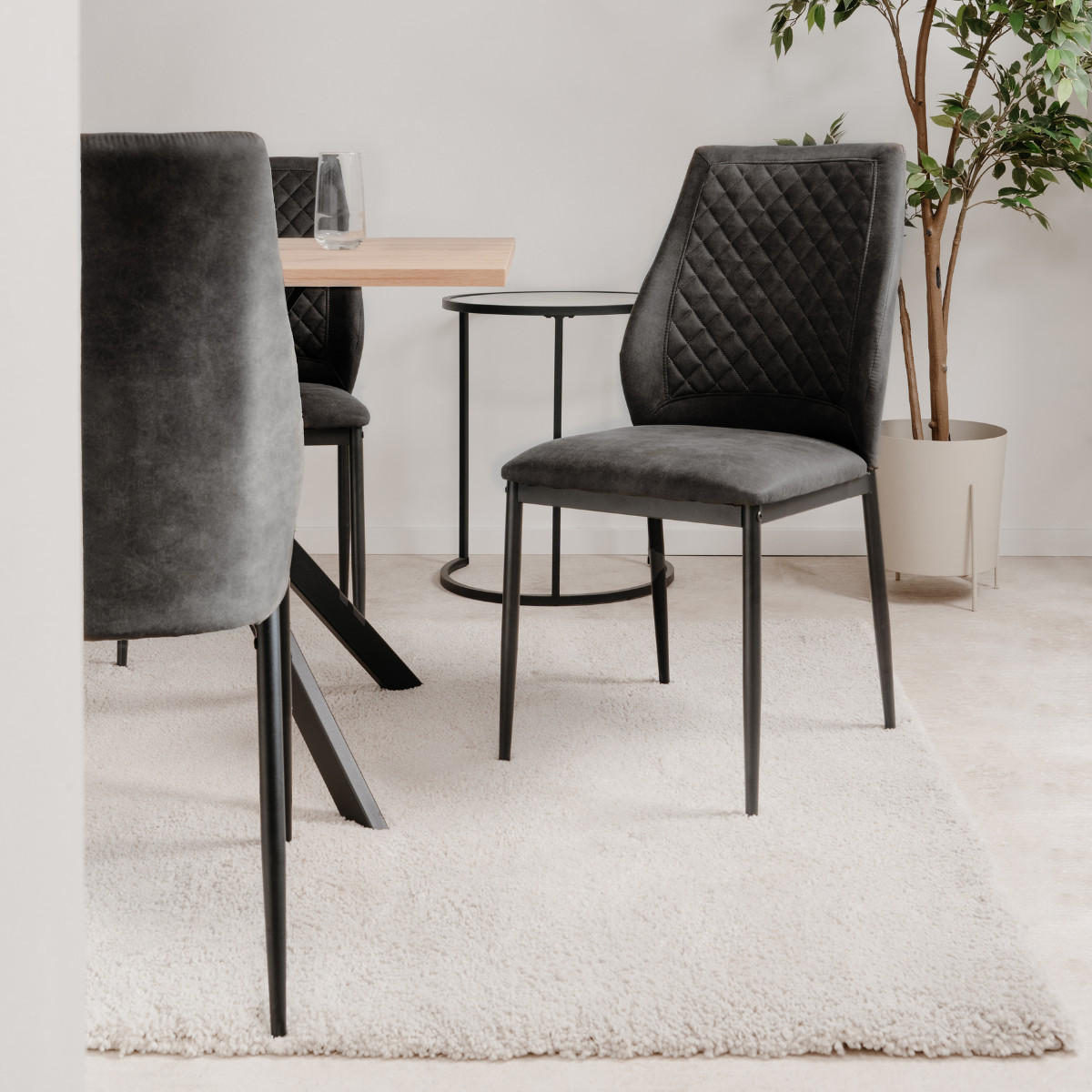 ESSZIMMERSTÜHLE STOFF MIT METALLGESTELL 4er set 45/90/45 cm - Dunkelgrau, Metall (45/90/48cm) - Calicosy